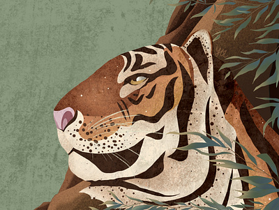 Tiger Illustration Design Asian Oriental Style Zodiac animal flat art