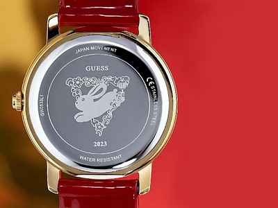 Guess Watches Year of the Rabbit Caseback Design artwork asian art branding design flat art graphic design illustration line art logo packaging design surface design typography vector