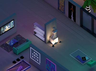 The Polysthetic Lab 2018 3d brand illustration low poly room studio