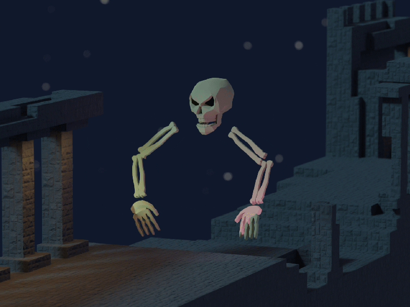 Terraria Boss Skeletron 3d 3d animation animation dungeon game low poly skeleton terraria video