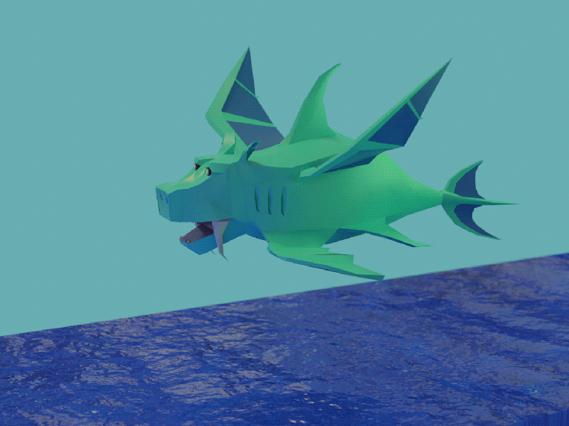 Terraria Boss Duke Fishron 3d 3d animation animation boss dragon fish game low poly monster pig shark sharknado terraria tornado video