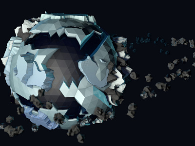 Low Poly Icy Planet 3d asteroids glacier ice low poly planet rings sci fi