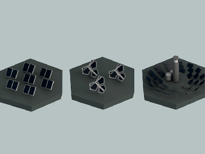 Three Stage Solar Power Plant 3d asset game game animation low poly mobile plant power sci fi solar video