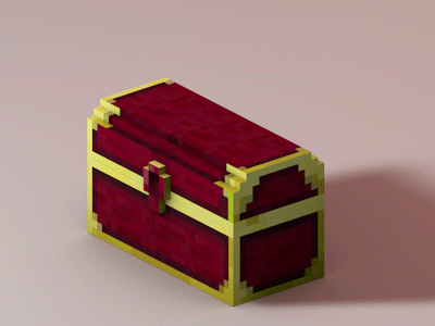 Red Lock Chest - Voxel Model 3d chest game game asset minecraft mobile red treasure video voxel