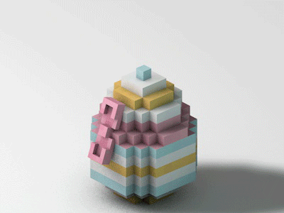 Small Easter Chest - Voxel Model 3d animation asset bow tie chest easter egg game mobile treasure video voxel