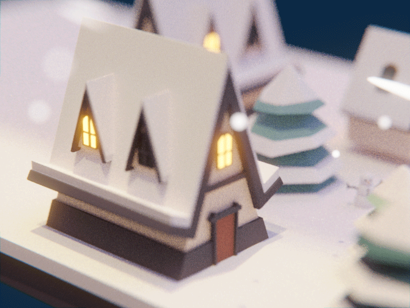 Teaser Shot - Christmas Cottage 3d 3d animation animation christmas cottage modelling snow village winter wip