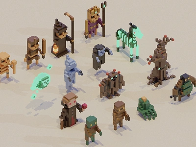 Adventure Mini-Figs - Undead 3d 8bit asset campire character ghost ghoul mobile pixel rpg undead voxel zombie