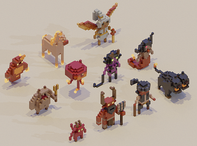 Adventure Mini-Figs - Infernal 3d art asset characters charactersdesign demon devil hell inferno pixel rpg video game videogame voxel