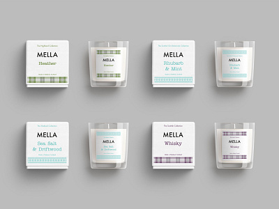 Mella, Handmade in Shetland branding candle candle collection candles design label label design logo package design typography