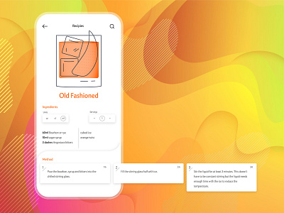 Cocktail UI - Old Fashioned adobeillustrator bourbon cocktail cocktails design illustration layoutdesign oldfashioned orange simplistic ui vector