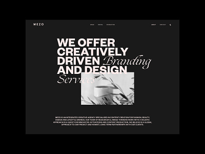 Mezo Website about dark design minimal portfolio typography ui web