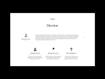 Team page black white desktop japanese minimal restauration ui web design