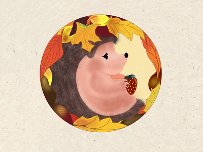 Hedgehog 🦔 animal autumn design hedgehog illustration illustrator procreate strawberry