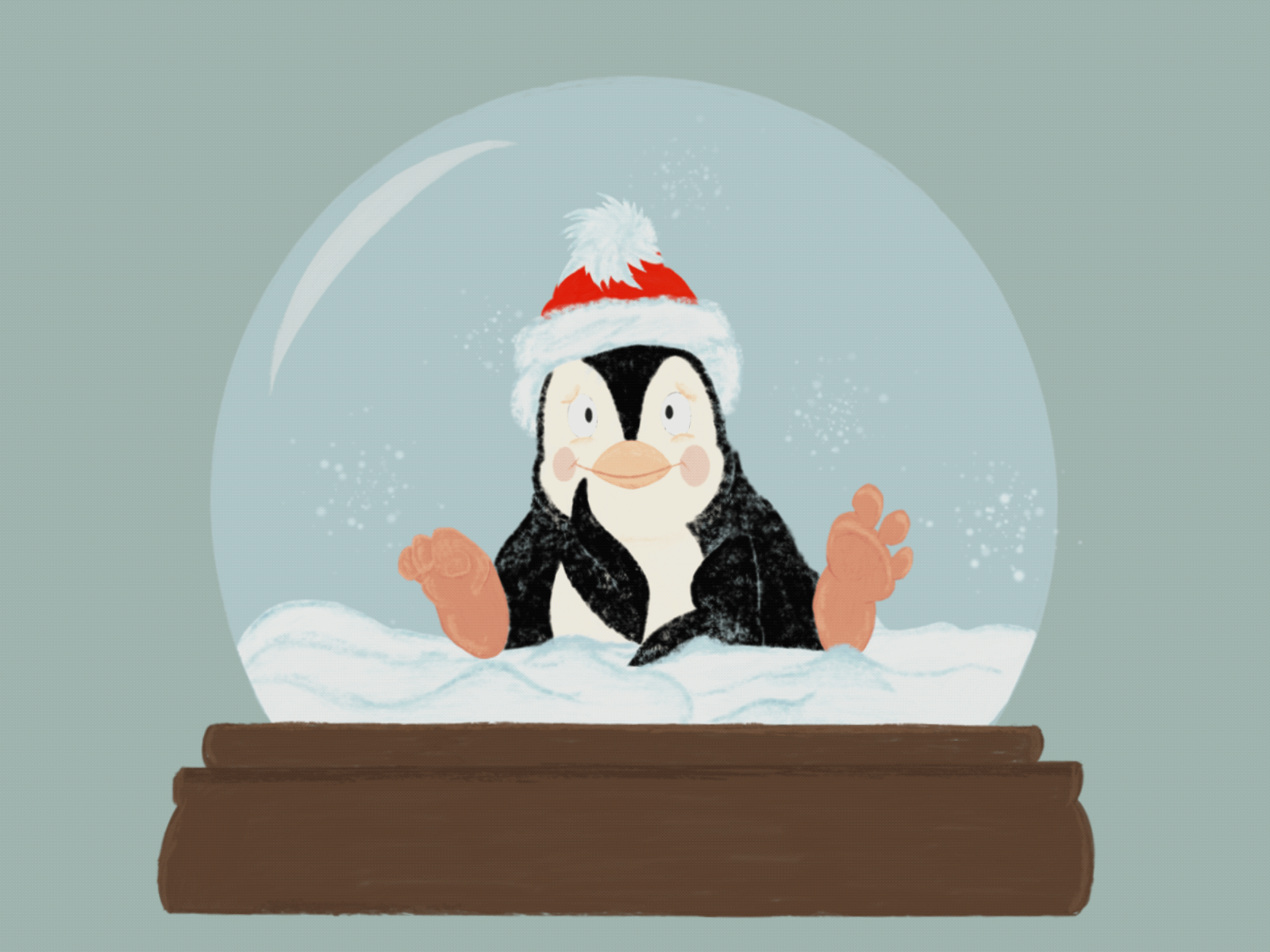 Pengiun in a snowglobe 🐧❄️☃️ animal animation christmas design illustration pinguin procreate snowflake snowglobe