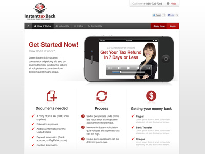 InstanttaxBack clean landing page red web