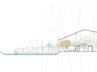 section a. China Train Station architecture design illustration