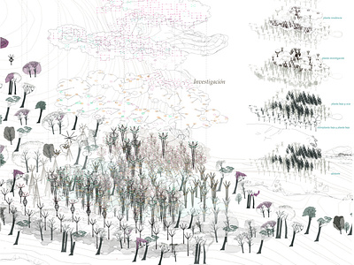 Forest structure system. architecture design illustration landscape design