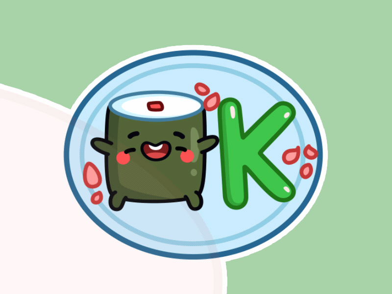 Sushi says it's okay 👌 2d 2danimation animation design ginger graphic design illustration motion graphics ok stikers sushi wasabi