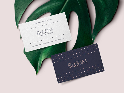 Logo and business cards for Bloom Photography business card design elegant graphic designer brand logo logotype minimalist logo navy print design stationery set wedding photography wedding rings weddings