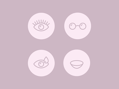 Small icon set circular logo dusty pink elegant eye icon glasses icon set iconography illustration linear icons oculus simple design vector
