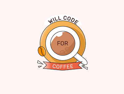 Will code for coffee beginner brand design branding code coffee colorful company logo creativity design figma figmadesign icon illustration logo redesign