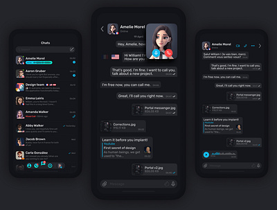 Messenger | Mobile app | Communication android communication dark theme figma ios messenger app mobile app design prototyping user experience user interface wireframing