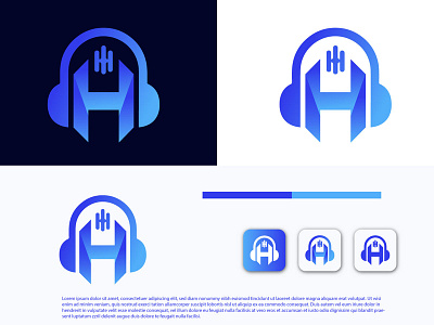 Headphone Brand Logo Design brand identity h letter mark logo headphone headphone logo letter logo letter mark logo logo design modern logo music logo professional logo song logo