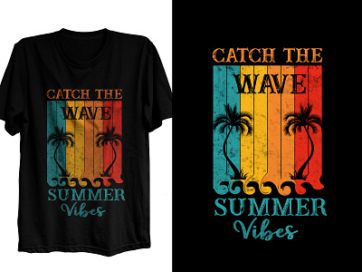 Summer/Vacation - Vintage - Retro T-shirt Design illustration retro summer summertime sunset t shirt tshirt tshirtdesign vacation vacationtime vector vibes vintage waves