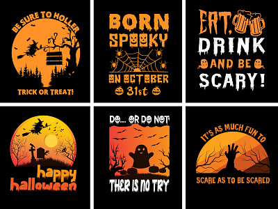 Halloween, spooky, horror Typography and  vintage/retro tshirt