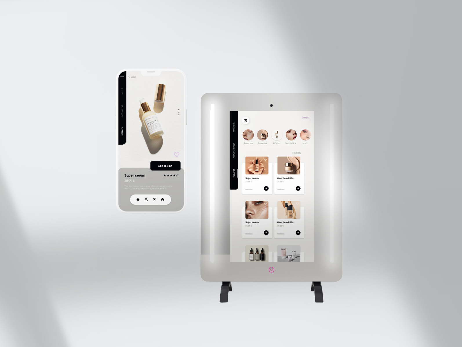 Smart mirror app design + mobile app design by The Voy Design Arina