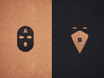 A-Side B-Side black and gold homies hood icon illustration logo ski mask