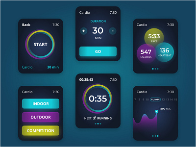 Fitness Apps For Smartwatch activity app application cardio concept design exercise gym app interface ios minimal run sport ui uiux watch watch app