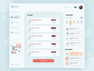 eLearning Platform- Web App for Teachers app blue calendar concept courses design education interface learning online courses online education red reminder schedule students web web app web design