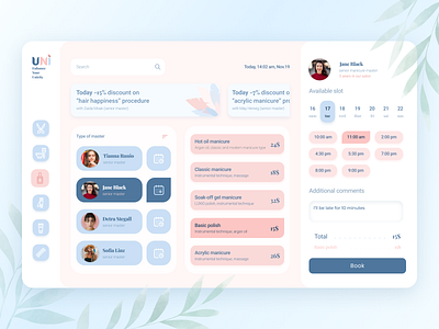 Website for Beauty Bar - Booking UI
