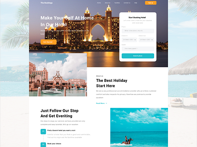 Concept web design holiday booking page template