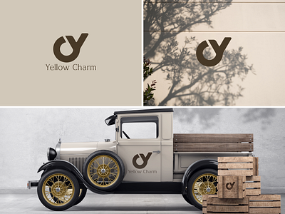 Letter C + Y logo combination. Yellow Charm brand identity