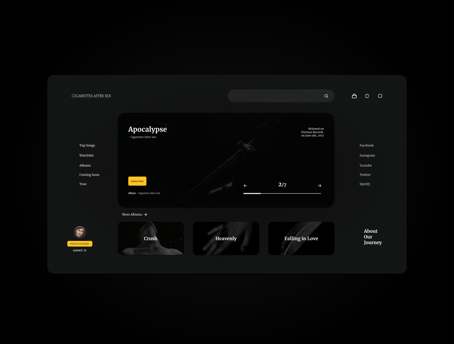 Music Band Landing Page Ui by Mahidul Islam Eather on Dribbble