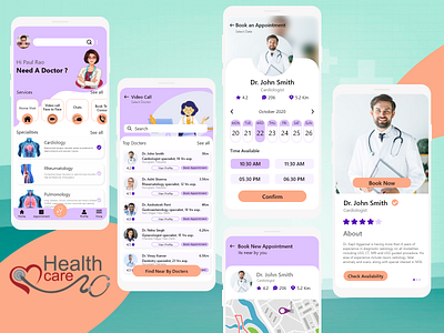 Appointment Booking animation app appointment booking design doctor healthcare icon illustration navigation nearby typography ui ux vector
