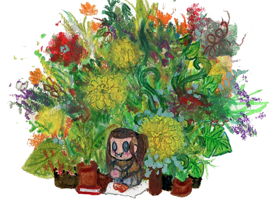 If not every plant of mine would die.. colourful flowers garden illustraion mixedmedia plants tinyart traditional art virtualgarden weeklywarmup