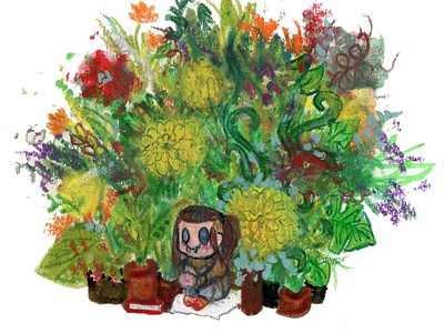 If not every plant of mine would die.. colourful flowers garden illustraion mixedmedia plants tinyart traditional art virtualgarden weeklywarmup