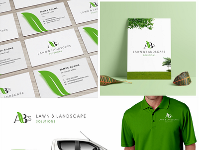 AB's Lawn & Lanscape Solution Logo business farm gardening graphic green illustration isolated landscape landscaping lawn logo natural nature organic summer symbol tree vector