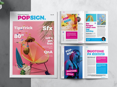 Popsign Young & Colorful Magazine Template a4 adobe catalog clean editorial editorial layout fashion indesign lookbook magazine minimalist modern photography portfolio print printable professional template us letter usletter