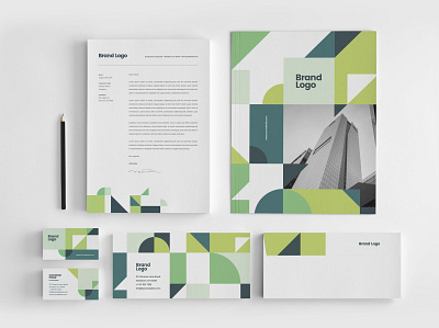 Modern Green Architecture Stationery architecture catalog class clean design illustration indesign logo magazine online print printable stationery template webinar