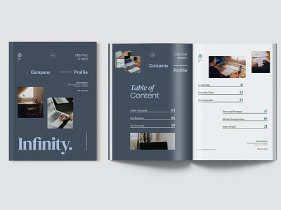 Infiny - Company Profile Document Indesign annual annual report branding business catalog clean color company design graphic design illustration indesign magazine minimal modern motion graphics print printable report template