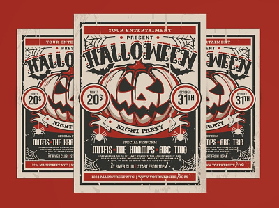 Halloween Party Flyer candy design ghost halloween halloween flyer illustration magazine party party flyer poster poster design poster template posters print print design print template printing scary template treat