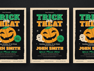 Trick or Treat Flyer design flyer flyer design flyer template flyers ghost halloween halloween flyer halloween poster halloween print halloween print template illustration magazine poster poster design poster template posters printable scary template