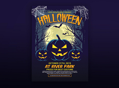 Halloween Party Flyer autumn catalog clean costume design flyer halloween halloween party horror house indesign magazine party print printable scary spooky template vampire zombie