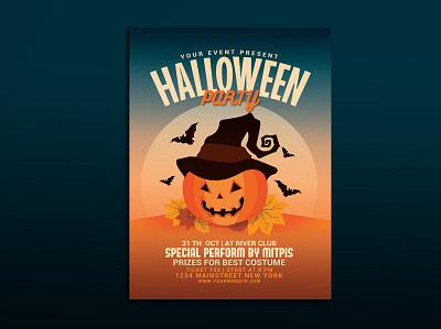 Halloween Party Flyer black catalog clean design dracula flyer halloween halloween party horror illustration indesign magazine modern monster party print printable scary template vampire