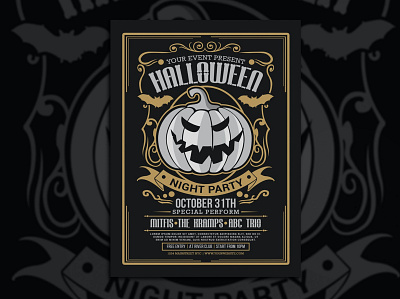 Halloween Night Party autumn black catalog clean design flyer flyer template graphic design halloween halloween flyer halloween party horror indesign magazine night october print printable template zombie