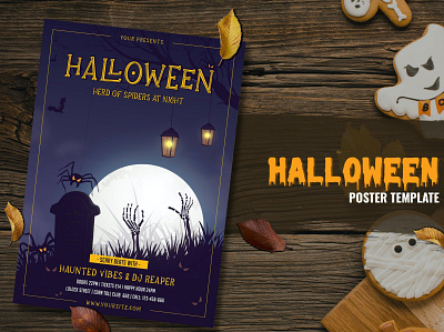 Happy Halloween Party Flyer Template catalog clean design flyer flyer minimal flyer template graphic design halloween happy horror illustration indesign magazine modern movie october october fest print printable template